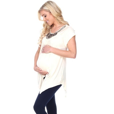 Maternity Myla Embellished Tunic Top - White Mark
