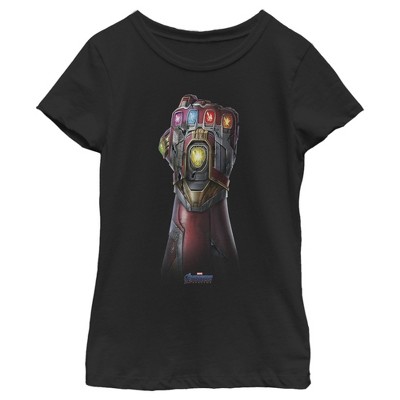 Gauntlet T-shirt Avengers: : Marvel Girl\'s Endgame Stone Target Logo Infinity Color