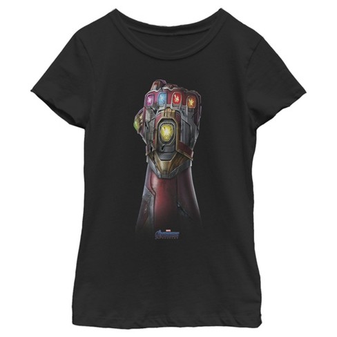 Girl\'s Marvel Avengers: T-shirt Color Target Stone Endgame Logo Gauntlet : Infinity