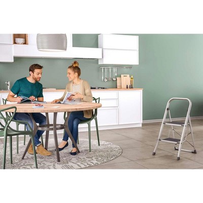 Hailo 3-Step Aluminum Folding Ladder with Non-Slip Black Steps