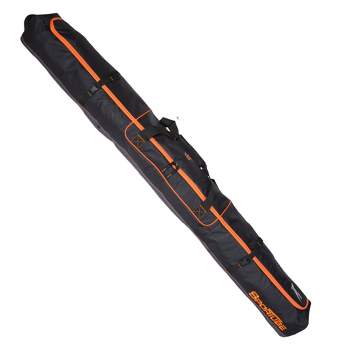 Sportube Traveler 6 Foot Single Pair Ski & Pole Airline Luggage Bag with Padding and PVC Coating, Fits All Ski Types, Black/Orange