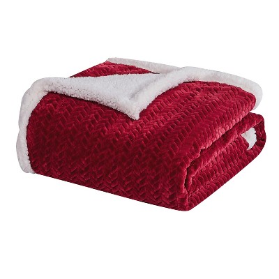 Soft Braided and Comfortable Plush All Season 50" X 60" Throw Blanket, Burgundy