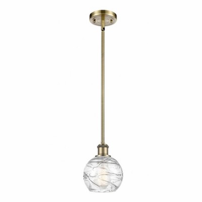 Athens Deco Swirl - 1 Light Stem Hung Mini Pendant In Industrial Style-8 Inches Tall and 6 Inches Wide