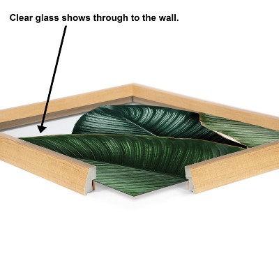 Natural Framed Tropical Palm Leaves Glass Wall Art
