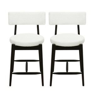 Vynxaria Mid Century Modern Counter Stools,Set of 2,Black and Beige - 1 of 4