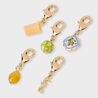 Seahorse Orange Glass Stone Charm Set 5pc - A New Day™ Gold/Orange