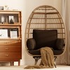 360¡ã Swivel Patio Egg Chair Outdoor - Wicker Swivel Egg Chair Oversized Patio Lounge Chairs with Cushions, Metal Frame Stand, for Balcony, Patio - 2 of 4