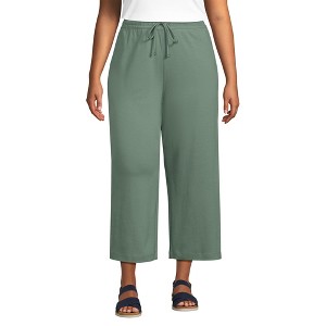 Lands' End Women's Sport Knit Pull On Drawstring Wide Leg Crop Pants - 1 of 3