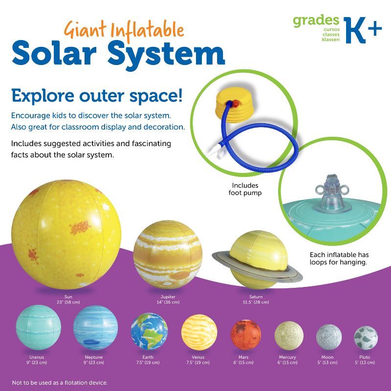 Learning Resources Giant Inflatable Solar System Set, Astronomy for Kids, 12 Pieces, 8 Planets, Grades K+, 5 of 7