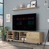 Vynxaria Estocolmo TV Stand for TVs up to 70", Light Oak Finish, Four Open Shelves - 3 of 4