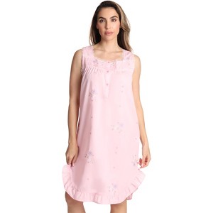 Dreamcrest Sleeveless Woven Nightgown with Floral Embroidery - Cute PJ Babydoll Sleepwear - 1 of 3