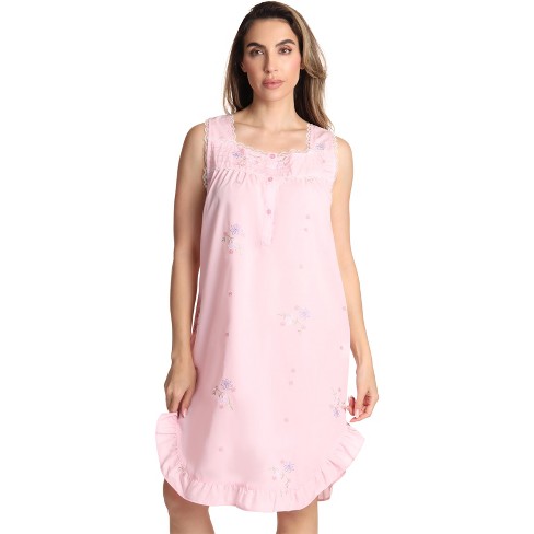 Dreamcrest Sleeveless Woven Nightgown With Floral Embroidery - Cute Pj  Babydoll Sleepwear 6512-pnk-2x : Target