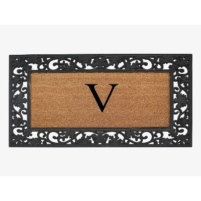 A1HC Natural Coir Monogrammed 23"X38", Anti‑Shed Treated Durable Doormat for Outdoor Entrance