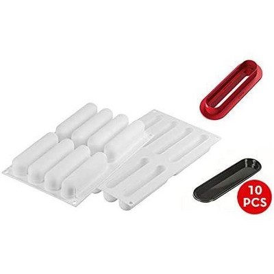 Silikomart L'Éclair Silicone Mold, 8 Cavities, Set Includes 1 Cutter and 10 Little Palets