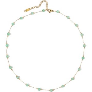 Gold Beaded Choker Necklace 18K Plated Dainty Chain for Women - 1 of 4