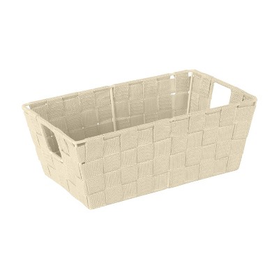 Simplify Small 6.5" Woven Strap Storage Bin Ivory