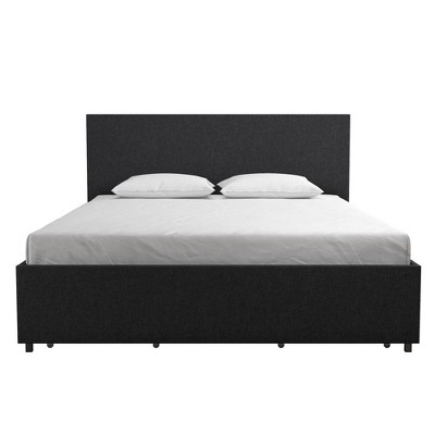 Kelly Dark Gray Upholstered Queen Bed with Storage Drawers