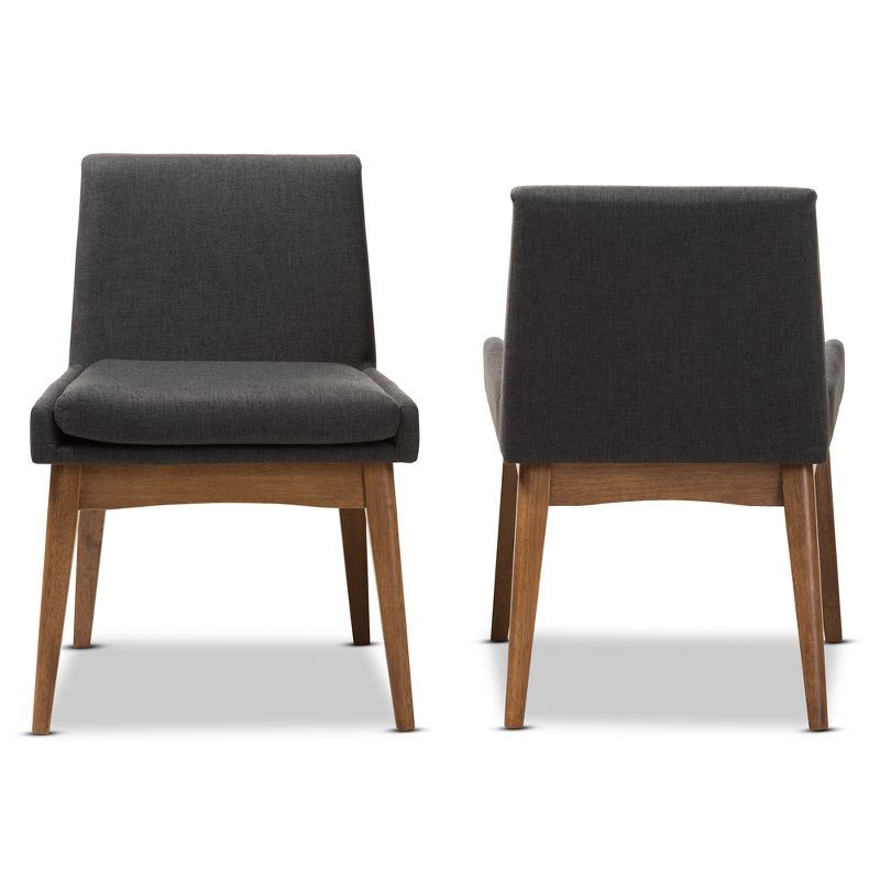 Set of 2 Nexus Mid Century Modern Walnut Wood Fabric Upholstered Dining Side Chair - Baxton Studio, 3 of 11