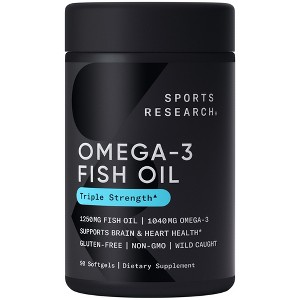 Sports Research Omega-3 Fish Oil, Triple Strength, 1,250 mg, Softgel - 1 of 2