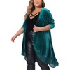 Agnes Orinda Women's Plus Size Velvet Layered Mesh Hem Open Front Long Sleeve Cardigans - 2 of 4