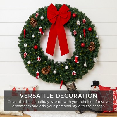 48" Green Artificial Fir Christmas Wreath with LED Lights