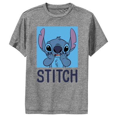 Boy's Lilo & Stitch Blue Square Portrait Stitch Performance Tee : Target