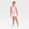 Girls' Hello Kitty Tropical Floral Lettuce Edge Graphic Tank Top - Light Pink - 4 of 4