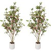 2PCS 4FT Artificial Trees with Planters Faux Potted Plants for Indoor/Outdoor, Thanksgiving Christmas Decor, Fake Tree Flower for Home Office Wedding - 3 of 4