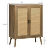 30" Sideboard Buffet Cabinet with Rattan Doors, 3-Tier Adjustable Shelves and Pine Frame for Living Room, Dining Room or Entryway - 3 of 4