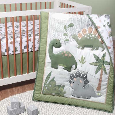 Green and Brown Dinosaur Dreams Microfiber Toddler Comforter Set