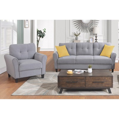 79.9" Linen Modern Sofa Set (1+3) with Button Tufted Cushions