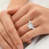 Pompeii3 3 1/2Ct Asscher Cut Moissanite & Diamond Halo Engagement Ring in 10k Gold - 3 of 4
