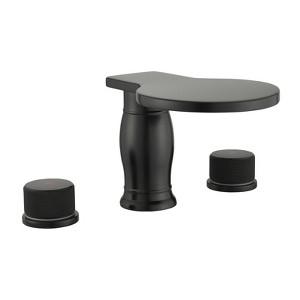 Cobbe Bathroom Faucet 3-Hole Bathroom Sink Faucet with Waterfall Spout 2-Handle Matte Black - 1 of 4