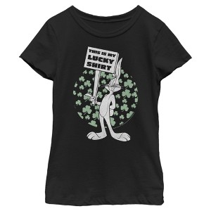 Girl's Looney Tunes St. Patrick's Day Bugs Bunny This is My Lucky Shirt T-Shirt - 1 of 4