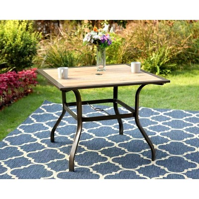 Outdoor Square Steel Dining Table - Brown - Captiva Designs: E-Coated, Water-Resistant, 4-Seater