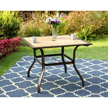 Outdoor Square Steel Dining Table - Brown - Captiva Designs