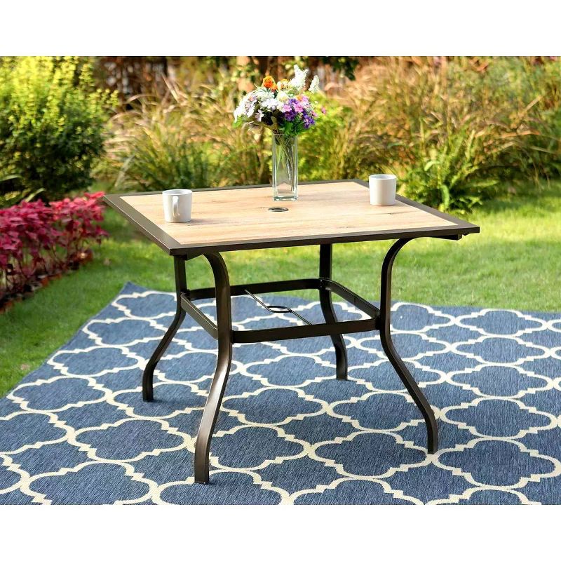 Outdoor Square Steel Dining Table - Brown - Captiva Designs, 1 of 8