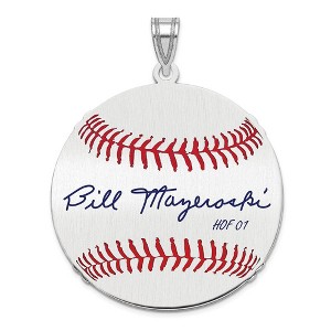 Black Bow Jewelry Sterling Silver Bill Mazeroski Signature LG Enamel Baseball Pendant - 1 of 4