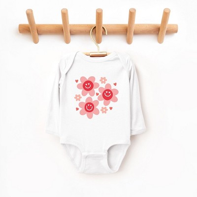 The Juniper Shop Hippy Flower Valentine Baby Long Sleeve Bodysuit