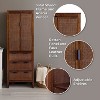 Hatteras Modern Boho Linen Storage Cabinet with Solid Wood & Natural Rattan Accents-Teamson Home - 4 of 4