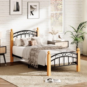 Metal Bed Frame with Headboard and Footboard, Classic Platform with Storage, Steel Slats, No Box Spring Needed - 1 of 4