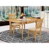 HomeStock 3-Pc Natural Brown Oak Finish Solid Wood Top with Dropleaf Dining Table Set - 2 of 4