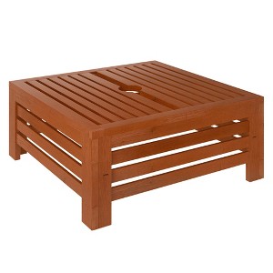 Outsunny 2-in-1 Outdoor Storage Box for Umbrella Base, Coffee End Table, Wooden Patio Umbrella Stand Table - 1 of 4