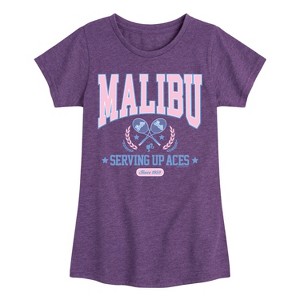 Girls' - Barbie - Malibu Varsity Fitted Short Sleeve Graphic T-Shirt - 1 of 4