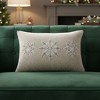 HomeRoots 14" X 20" Beige Ivory And Gold Christmas Snowflakes Throw Pillow With Embroidery - 2 of 4