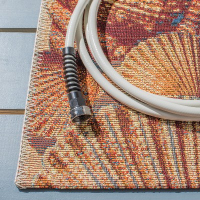 Tropical Breeze 6' Square Blue Synthetic Outdoor Rug