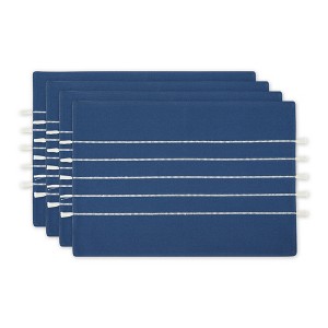 DII Stripe Tassel Placemat Set 4 Piece, Navy & Off-White, 13x19" - 1 of 4