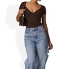Anna-Kaci Women's Short Sleeve Sweetheart Neckline Bodysuit with Slim Fit and Stretch Fabric - 2 of 4