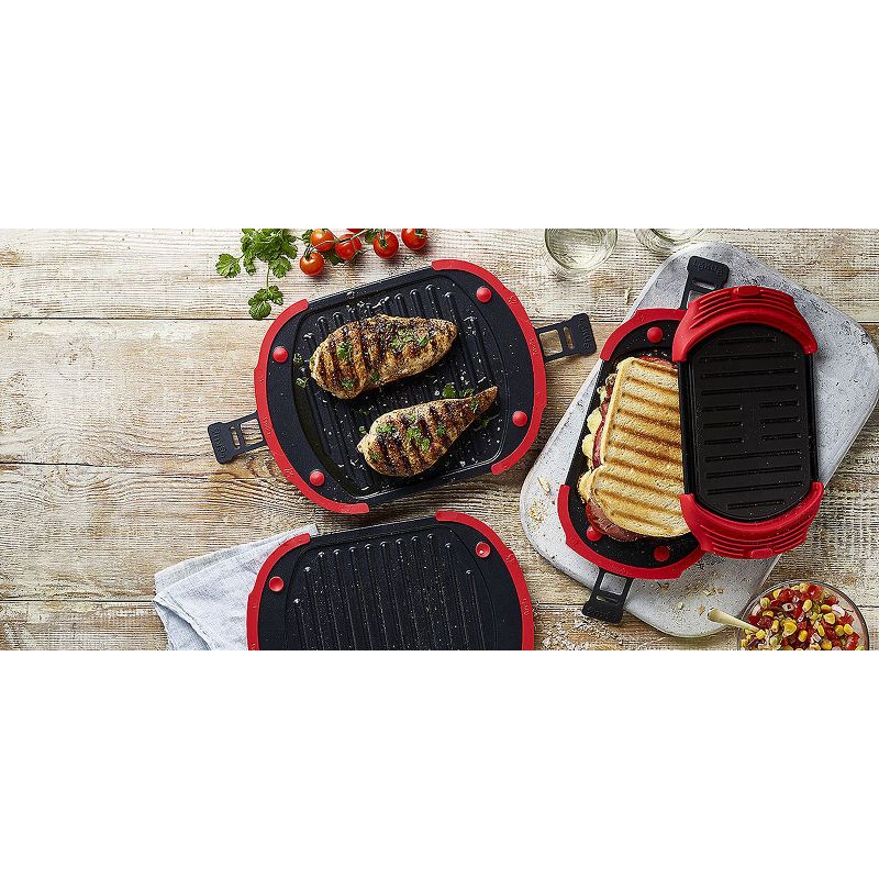 Lekue XL Microwave Grill, Sandwich Maker, And Panini Press, Red, 5 of 6