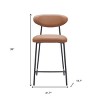 HomeRoots Set of Two 25" Brown and Black Faux Leather and Steel Low Back Counter Height Bar Chairs - 3 of 4